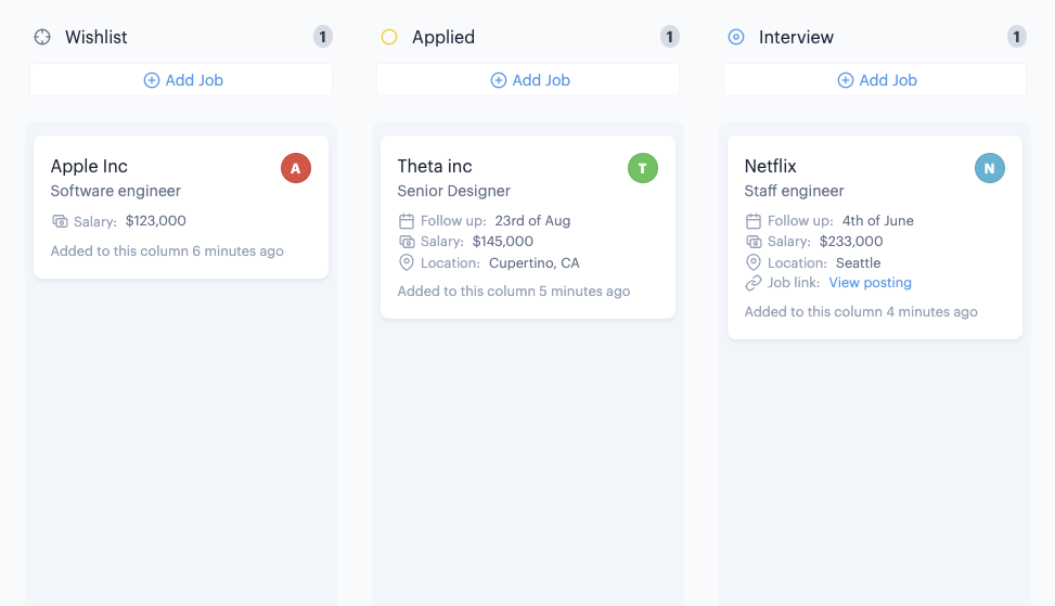 Shows how you can use hipCV to track your job applications