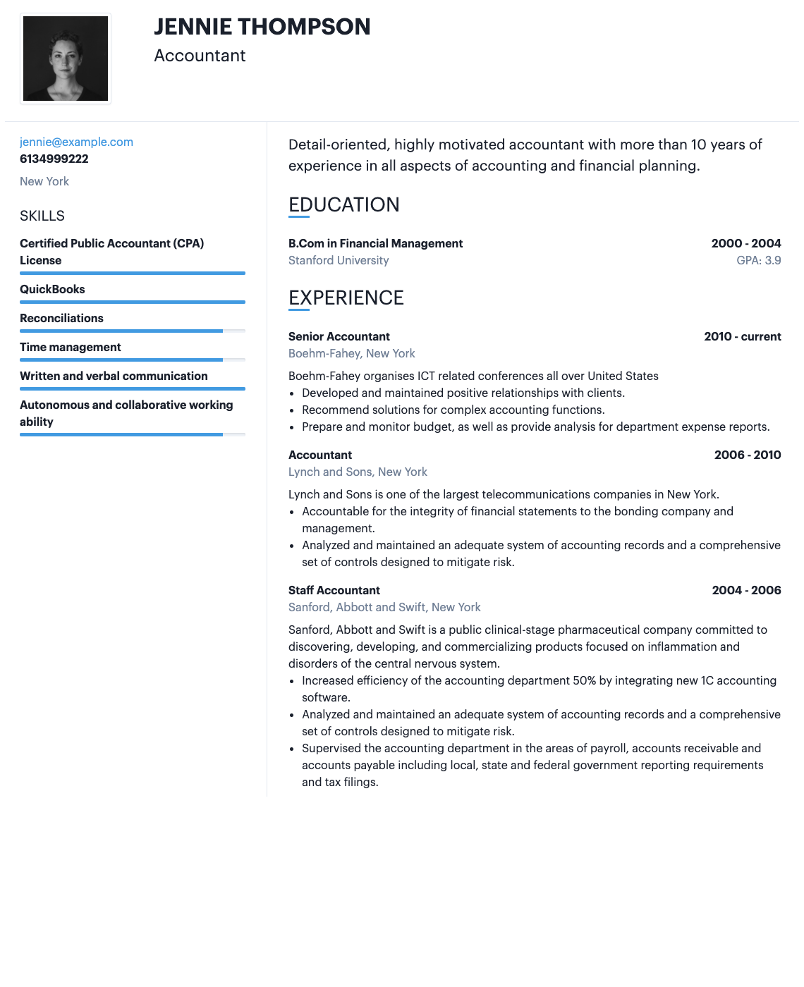 Shows one of the hipCV resume templates