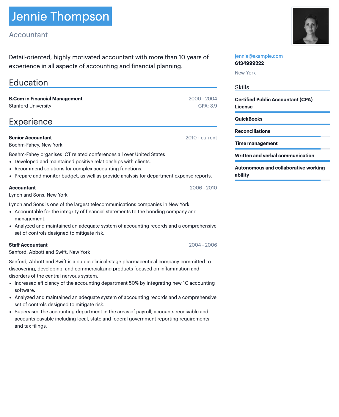 Shows one of the hipCV resume templates