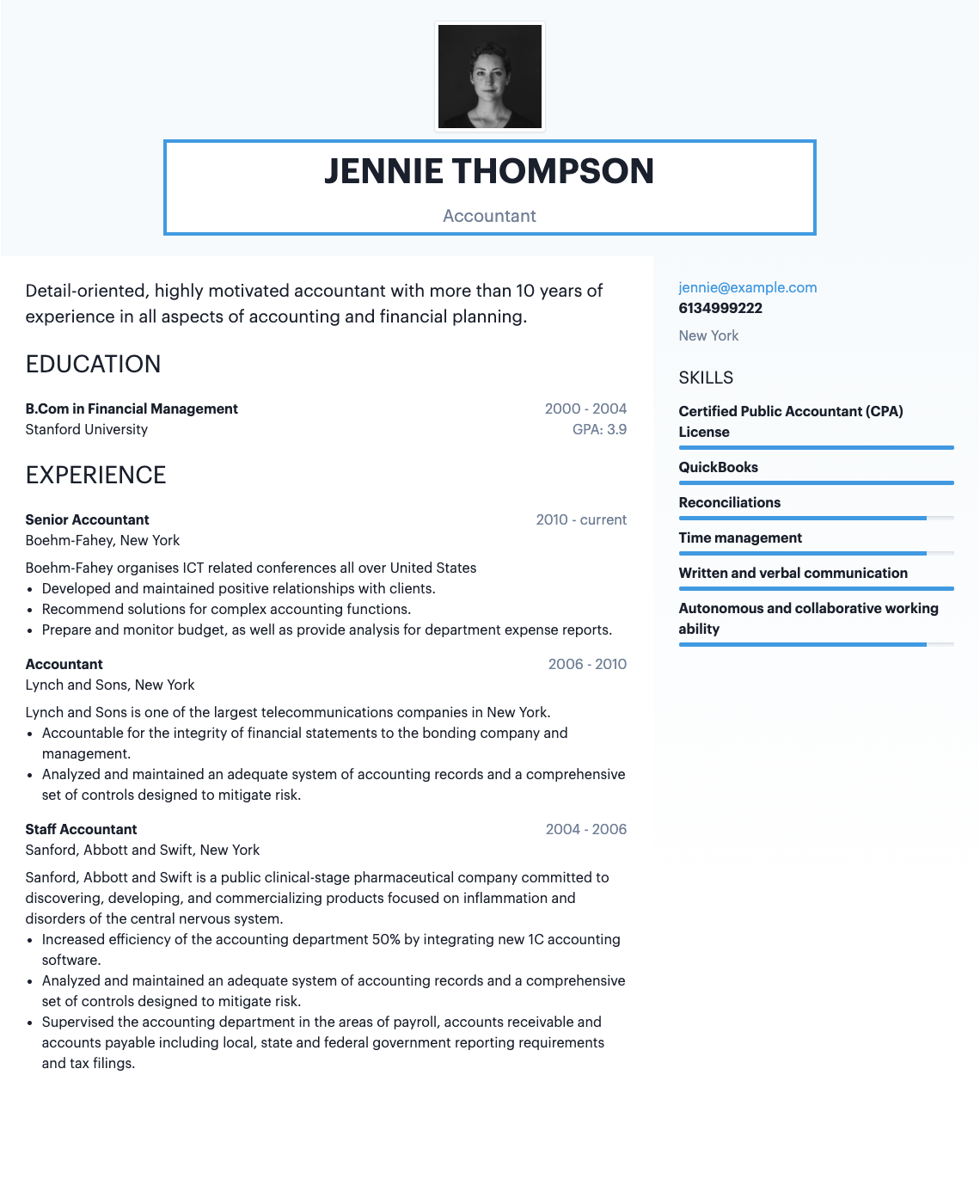 Shows one of the hipCV resume templates