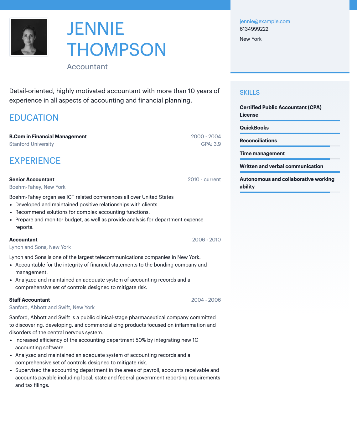 Shows one of the hipCV resume templates