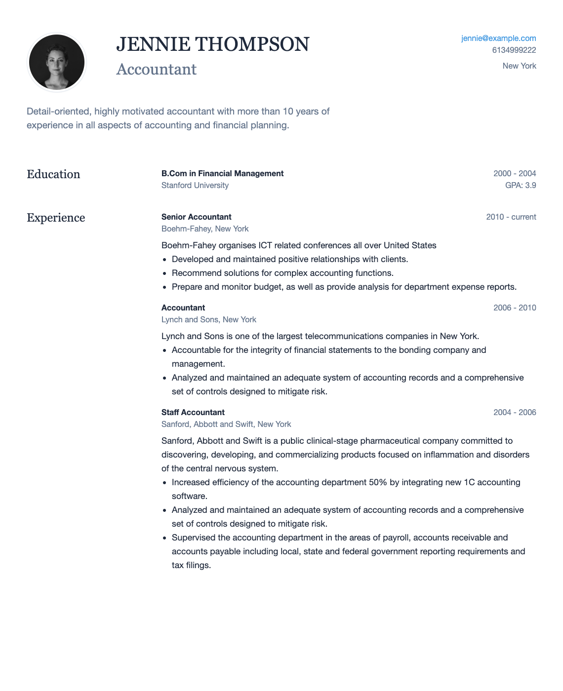 Shows one of the hipCV resume templates